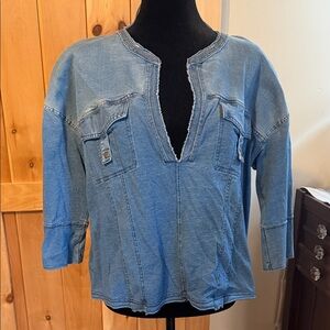Casual Blue Denim Top